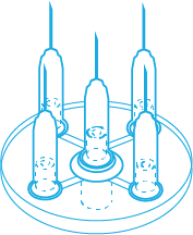 Multi-Injectors, Circular, 5-needle connections, 30G/0.30x4mm, 36pcs.