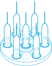 Multi-Injectors, Circular, 7-needle connections, 27G/0.40x6mm, 36pcs.