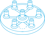 Injector Plate, 7-needle connections, Circular, 50pcs.